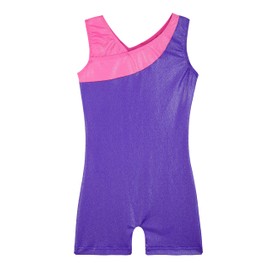 DAXIANG - Maillot de gimnasia para niñas pequeñas, color morado brillante, talla 120, Púrpura (Sparkle Purple), 5-6 Años