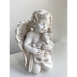 realideas 7" Resin Angel with Dog Statue Pet Dog Memorial Sculpture Indoor Outdoor Home Garden Guardian Rememberance Puppy Figurine