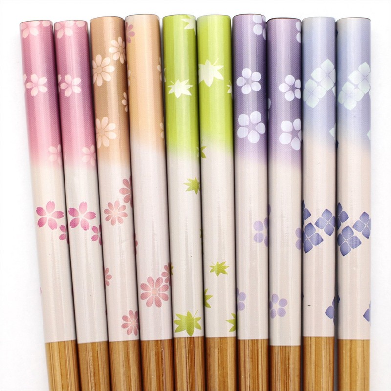 Ishida Hanagozen Chopsticks Set of 5 Pairs for Guest, Brown