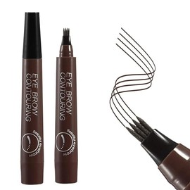 Eyebrow Pencil, Liquid Waterproof Eyebrow, Eyebrove Microbrading Pen, 4 Pieces Eyebrow 1 Picture Simulates Liquid Eyebrow with Clear Roots of Wild Eyebrow Color-02# Dark Brown