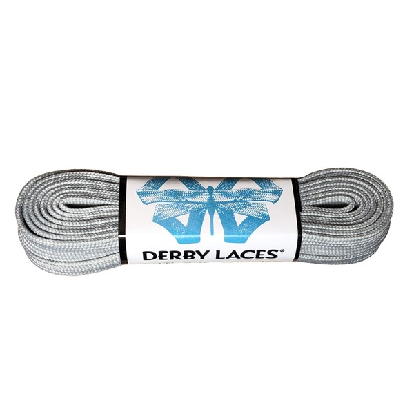 Derby Laces Solid Gray - Flat, 10mm Wide, for Boots, Skates, Roller Derby, and Hockey Skates (84 Inch / 213 cm)