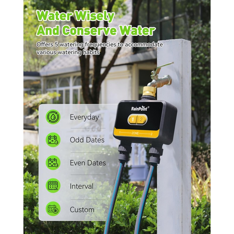 RainPoint WiFi Water Timer for Garden Hose with Brass Inlet,Yellow