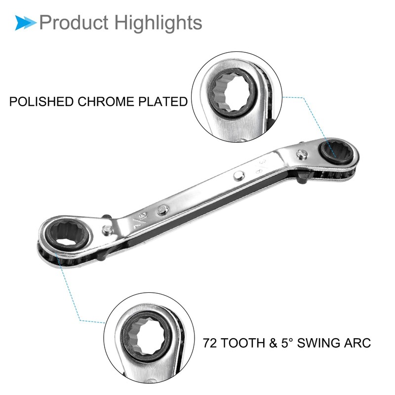 CoCud Double Offset Box End Reversible Ratchet Wrench SAE 3/8"