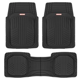Motor Trend DeepDish Floor Mats for Cars Full Set, All-Weather Rubber Automotive Floor Mats, Performance Plus Heavy Duty Car Mats, Flexible Floor Liners for Car Truck Van SUV (Black)