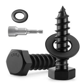 BNUOK 26 Sets 1/4" x 1-1/2" Hex Head Lag Screws Bolts with Flat Washers 304 Stainless Steel 18-8 Black Zinc Plated Heavy Duty Lag Screw for Wood