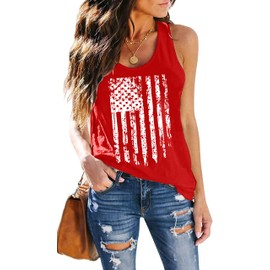 MAIHUN American Flag Tank Tops for Women 4th of July Vest Patriotic Shirt USA Flag Stars Stripes Sleeveles Shirts Red
