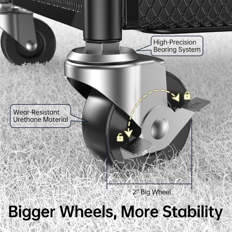 YASONIC 3 Tier Rolling Cart – Metal Utility Storage Cart