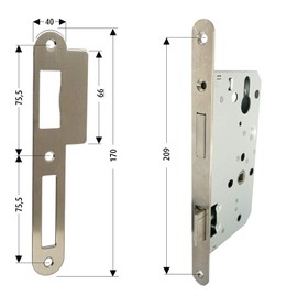Felgner Profile Cylinder Door Mortice Lock, Lock Case Made of Galvanised Sheet and Stainless Steel Strike Plate, Forend 20 mm, Backset 55 mm, DIN Left and Right, Nut 8 mm, 55 PZ 72/8