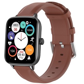 Compatible with NZKEEYZI Smartwatch Band, Sahouden Soft Classic Genuine Leather Replacement Strap Watchband Compatible with NZKEEYZI L20/YIYEBFU L20/Aukire L20 Smartwatch (Brown)