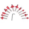 12Pcs Shank Carbon Steel Woodworking Tool Cutter Router Bit Set