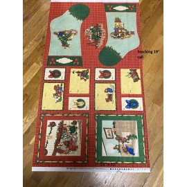 South Sea Imports The Night Before Christmas Stocking, Tags, Blocks cotton Fabric Panel