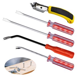 Waltool 5Pcs Upholstery Staple Remover Tool Set, Construction Carpet Remover, Fastener Nail Puller and V Tip Tack Lifter Screwdriver for Furniture, Carpet, Carton, Floor, Photo Frame