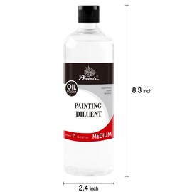 PHOENIX Painting Diluent - 16.9 Fl Oz./ 500ml Oil Brush Cleaner, Odorless Oil Paint Thinner, Mineral Spirits Refined Solvent, Painting Medium for Artists