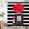 QWRSMYX Black Perfume Flower Fashion Girl Woman Shower Curtain Lady