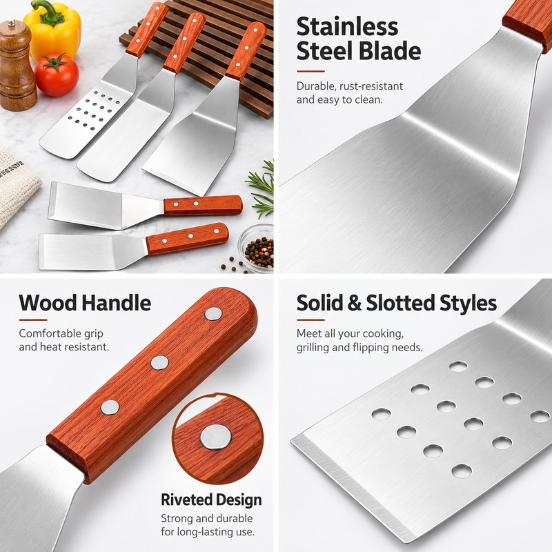 Stainless Steel Spatula for Grilling & Cooking – Metal Turner