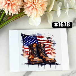 UV DTF DECALS, 4" height, Cup Decals, Cup Stickers, Cup Decor - Decal: #163B - Boots & Flag