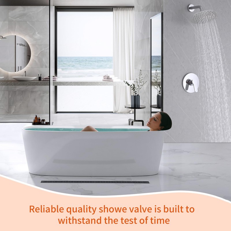 Shower Valve Handle, Bathroom Shower Mixer Valve Kit, Wall Mount