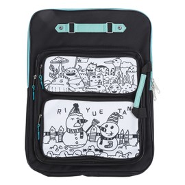 8K Kids Doodle Artwork Backpack Multi Pockets Smoothing Zipper Waterproof Nylon A3 Art Portfolio Dual Shoulder Bag Green
