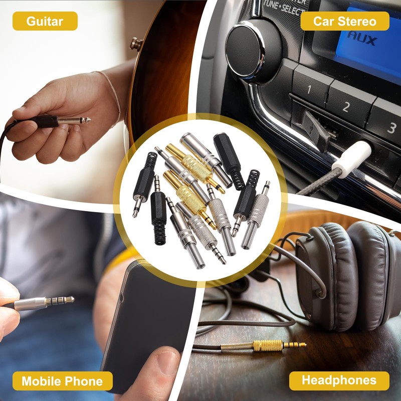 sourcing map 4 Pcs 1/8" TS Audio Male Plug, 3.5mm
