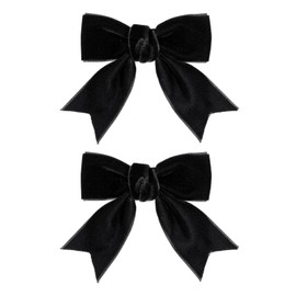 3 Inch Baby Girl Velvet Hair Bows Cute Soft Velvet Alligator Barrettes Boutique Hair Clip Teens Toddlers Small Hairpin Headwear - Set of 2 (Black)