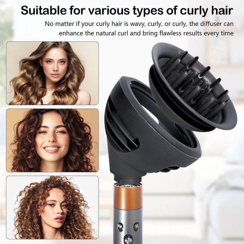 CurlDiffuserAttachmentCompatiblewithDysonAirwrapHS01HS05HS08,Professional Curly Hair Diffuser Styling Tool Accessory, Hair Diffuser to