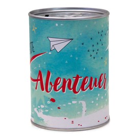 Dio Adventure Money Box Money Gift for Any Occasion or Saving, Holiday Fund with Ring Pull Can Lid, Made of Aluminium