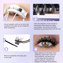 Goreem Z'LRAQI Beauty Juego de pestañas postizas Individuales Kit de Grupos de pestañas Pestañas postizas Pestañas de Aspecto Natural con unión de pestañas y Kit de extensión de pestañas Lash TS hV