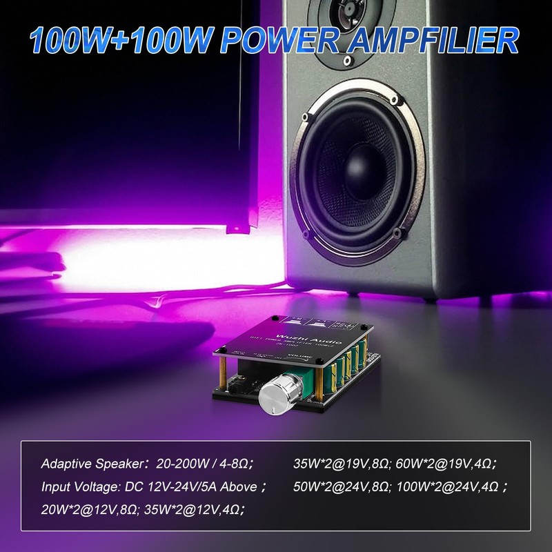 HiFi Amplifier with Bluetooth 5.0 Audio Gain Card, ZK-1002 2.0