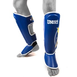 Sandee Cool-Tec Blue, Yellow & White Synthetic Leather Boot Shinguard-JUNIOR