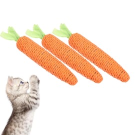 Cat Carrot Toy Pack of 3, Cute Cat Teeth Stick, Bell Included, Stress Relief, Lack of Exercise, Excited Cats, Stuffed Cats, Pet Supplies (M)