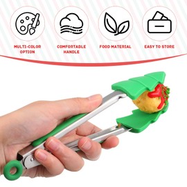 Zerodeko 3 pinzas de cocina de Navidad de silicona con mango de acero inoxidable, lindo árbol muñeco de nieve, pan de jengibre en forma de barbacoa para servir alimentos, cubitos de hielo, frutas, azúcar
