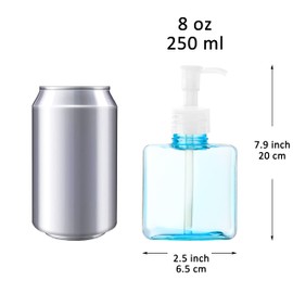 Youngever 5 Paquetes 250ML Botellas de Bomba, Botellas de Plástico, Botellas de Bomba Rellenables de Plástico con Cierre de Viaje, 5 Colores (Square)