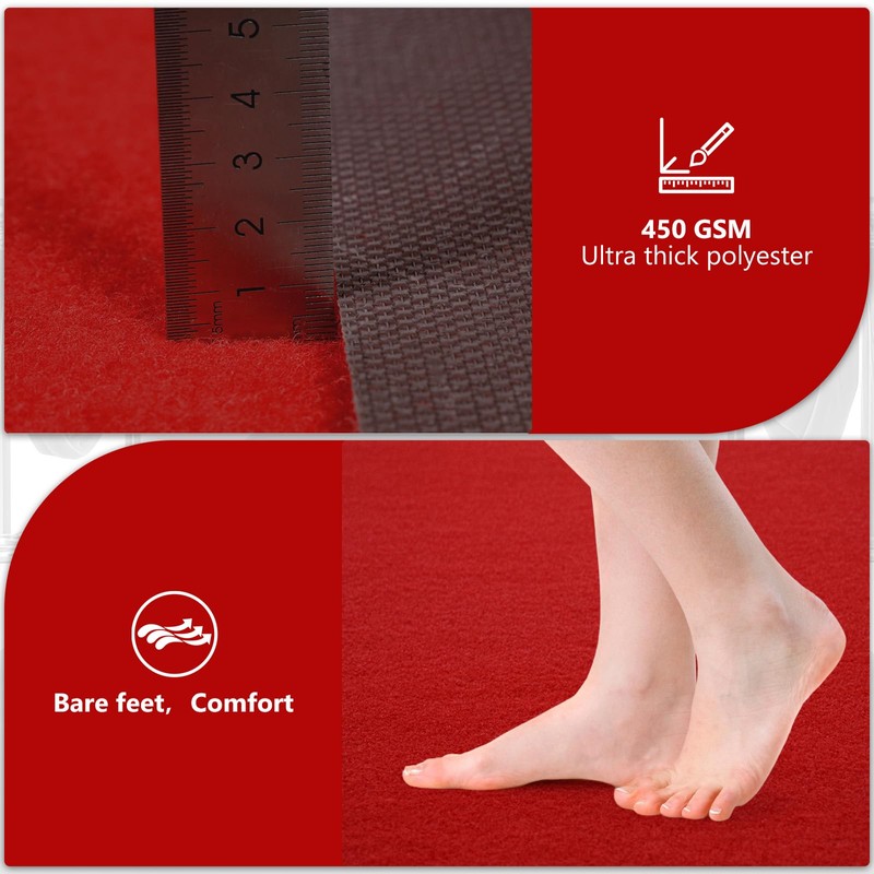 PBHEPJ 4ft x 20ft Extra Thick Red Carpet Runner for