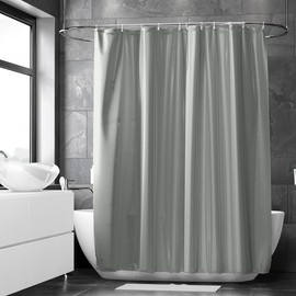 Loti Living Anti-Mould Shower Curtain, 180 x 200 cm, Grey, Waterproof Polyester, Includes Rings, Shower Curtains, Anti-Mould, Shower Curtain, Bath, Shower Curtain, Grey