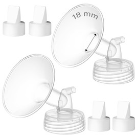 GOTOCUT 6PCS 18mm Breast Pump Flanges, Duckbill Valves Compatible with Spectra S1/S2/9Plus/Synergy Gold, Motif Luna, Wide-Mouth Bottle Fit, Breast Pump Accessories