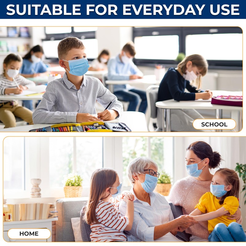 SereneLife 50 Count Disposable Childrens Face Masks | Breathable 3-Ply