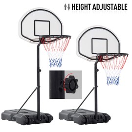 Aosom Poolside Basketball Hoop Stand Portable Basketball System Goal, Adjustable Height 3'-4', 30" Backboard