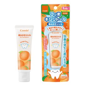 Combi Children's Toothpaste Gel, Orange Flavor, 9 Months and Up, Contains Fluoride and Xylitol