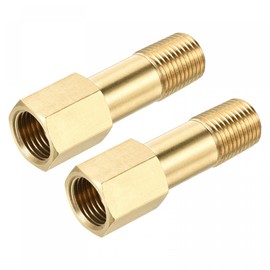 sourcing map Brass Pipe Fitting G1/4 Female to G1/4 Male Thread Adapter 50mm Length Extension Connector Hex Pipe Coupling 2 Pack