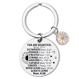 Christian Christmas Gifts for Women Friends Mom Sunflower Bible Verse Keychain for Sister Women Spiritual Birthday Gifts for Granddaughter Daughter Catholic Religious Key Chain Gifts for Wife Her