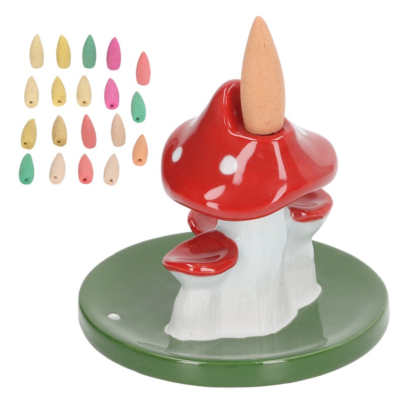 Mushroom Backflow Incense Burners Cute Waterfall Incense Holder with 20