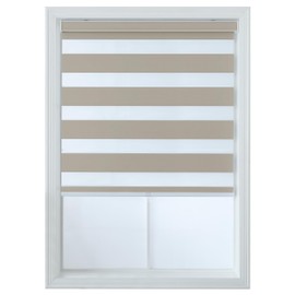 Everyday Celebration Wide and Thick Stripe Cordless Blackout Zebra Shades for Windows, Premium Dual-Layer, Pull-Down Blind for Home, Bedroom, Living Room, Kitchen, Office, 34x60 inches, Soft Gold