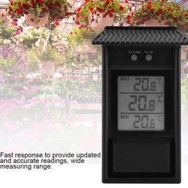 Joyzan Digital Greenhouse Thermometer, Outdoor Waterproof Max Min Temperature Meter Indoor High Low Tester Temperature Recording Weatherproof Hygrometer Gauge Monitor Wall Mounted Garden Home Growroom