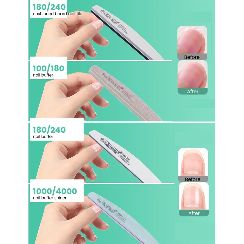Nail File Buffer Set 8 Pieces 80/100/120/150/180/240/1000/4000 Grit Nail File