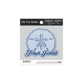 Die Cut Sticker Jekyll Island, Sand Dollar, Blue, Coastal Icon, Contour Vinyl Sticker 1 to 3 inches (Waterproof Decal for Cars, Water Bottles, Laptops, Coolers), Small