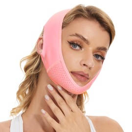 Double Chin Reducer Reusable V Line Lifting Mask, Chin Strap Face Slimming Strap for Women, Comfortable Breathable Face Slimmer Face Lift Tape for Tightening Skin Prevent Sagging, Jaw Exerciser