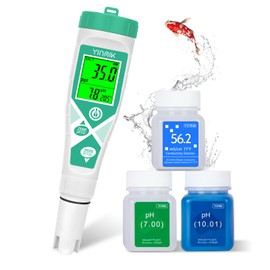 YINMIK 2025 pH Salt Tester, Digital Aquarium Salinity Meter, Simultaneous Display Salt pH TDS for Koi Pond, Reef Tank, Saltwater Fish Tank, Hydroponic PPM pH EC Reader, Hydrometer with S.G. Card