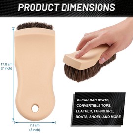 JSCARLIFE Car Cleaning Brush, Soft Horse Hair Detailing Brush Non-slip Handle Wash Vehicle Brush for Rim Chassis,Radiator Grille,Engine,Sofa Leather Fabric Cleaning-Beige