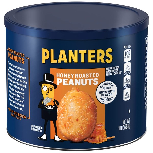 Planters Honey Roasted Peanuts (6 ct Pack, 10 oz Canisters)
