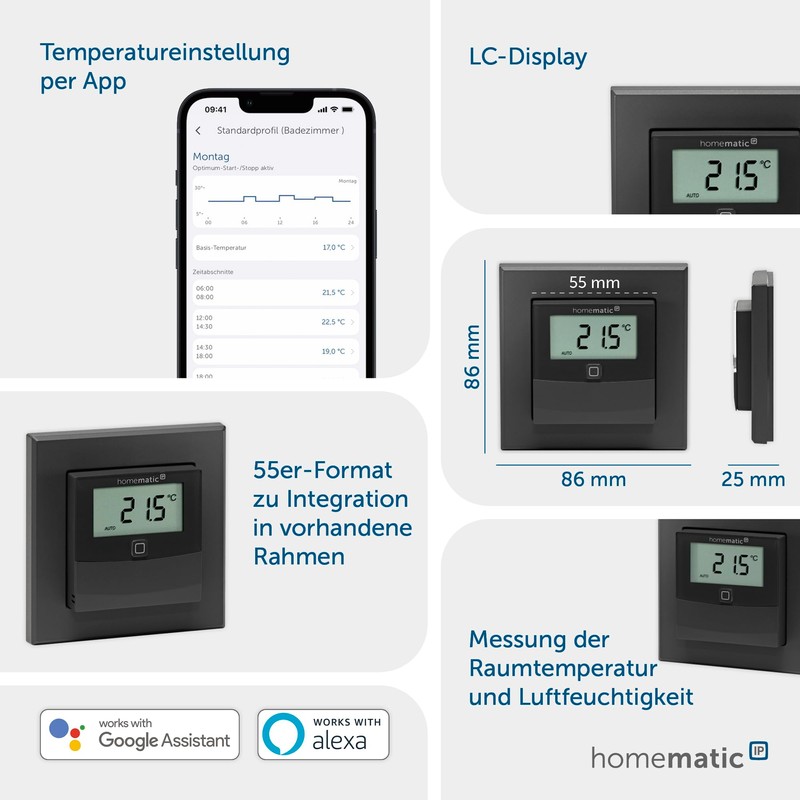 Homematic IP Smart Home Temperature and Humidity Sensor with Display